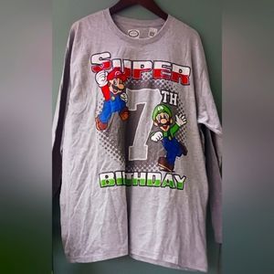 SUPER MARIO SuperMario And Luigi Super Birthday 7th Birthday Portrait Long Sl.